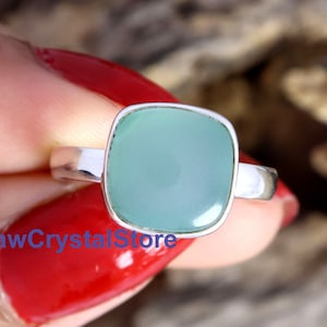Aqua Chalcedony Ring, 925 Sterling Silver Ring, Chalcedony Silver Ring, Handmade Ring, Gift for her, Bohemian Ring, Promise Ring, Women Ring