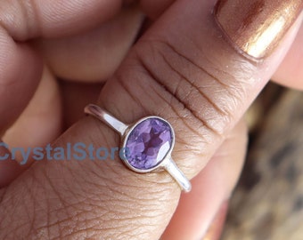 Amethyst Ring, Amethyst Silver Ring, 925 Sterling Silver Ring, Midi Ring,  Birthstone Ring, Wedding Women Ring, Gemstone Ring, Gift for Her