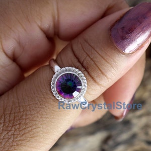 Mystic Topaz Ring, 925 Sterling Silver Ring, Wedding Ring for Women, Handmade Ring, Promise Ring, Engagement Ring, Boho Ring, Gift for Her