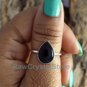 Black Onyx Ring, Natural Onyx Silver Ring, Sterling Silver Ring, Wedding Silver Ring, Anniversary Dainty Ring, Gemstone Ring, Gift for Her