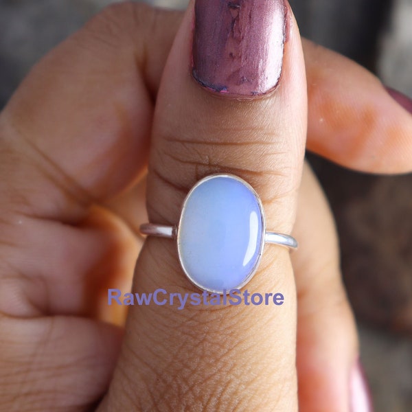 Bague Opalite, Bague Opalite Argent, Bague Argent Sterling, Bague Mariage, Bague Femme Déclaration, Bague Propose, Halloween Combo Discount Sale