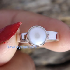 Genuine Pearl Ring: Fresh Water Pearl Ring, 925 Sterling Silver Ring, Pearl Silver Ring, Wedding Ring, Rings For Women, Man Silver Band Ring