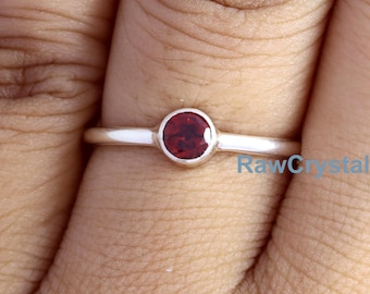 Genuine Garnet 925 Sterling Silver Ring: January Birthstone