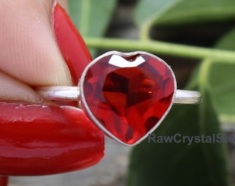 Tourmaline Quartz Heart Ring: Dainty Sterling Silver Promise Ring