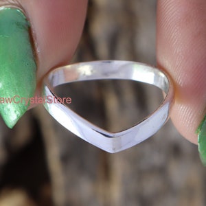 Sterling Silver Chevron Ring: V Shaped Band, Thumb Ring