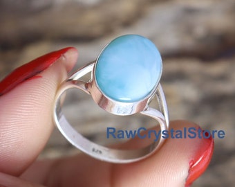 Larimar Rose Gold Plated Ring 925 Sterling Silver Ring Gift Ring All Size AG-527
