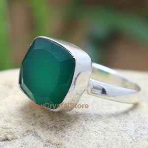 Green Onyx Ring, 925 Sterling Silver Ring, Onyx Silver Ring, Handmade Ring, Gift for her, Bohemian Ring, Promise Ring, Wedding Women Ring