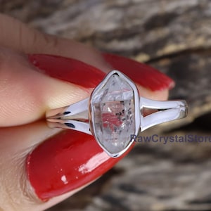 Herkimer Diamond Ring, Natural Raw Herkimer Diamond Ring, Engagement Silver Ring, Raw Diamond Ring, One Of Kind Ring, Healing Crystal Ring