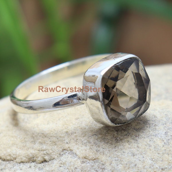 Smoky Quartz Ring, 925 Sterling Silver Ring, Smoky Silver Ring, Gift for her, Bohemian Ring, Handmade Silver Ring, Promise Ring, Women Ring