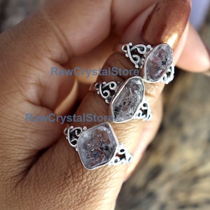 Herkimer Diamond Ring, Raw Herkimer Ring, Real Diamond Crystal Ring, Raw Diamond Ring, One Of Kind Ring, Healing Ring, Designer Silver Ring