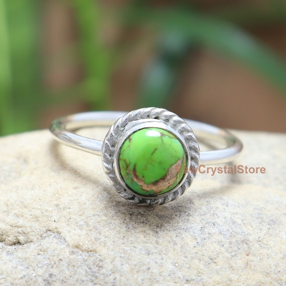 Green copper turquoise on sale ring