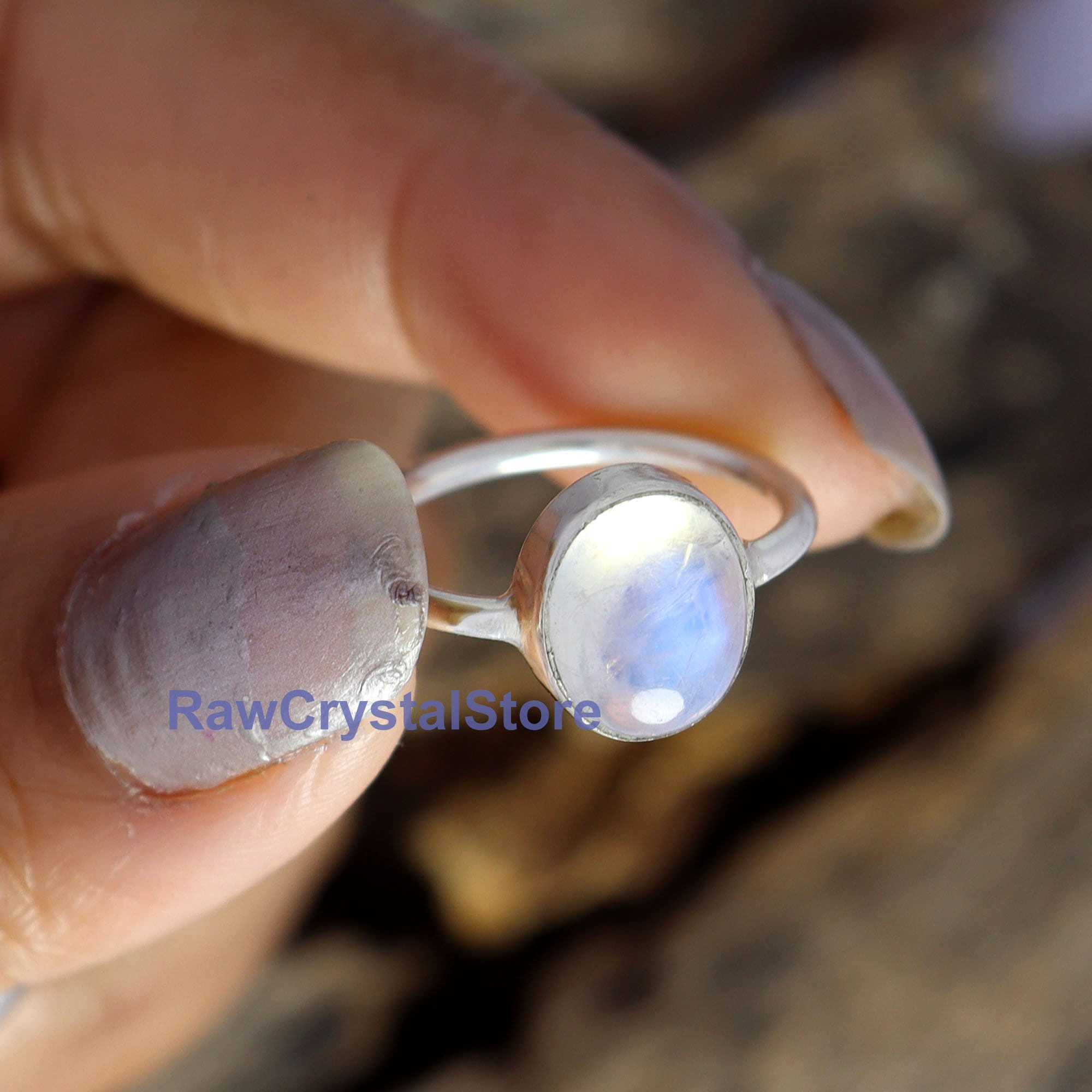 Moonstone 925 Sterling Silver Band& Statement Ring Handmade Ring All Size-q-38 e