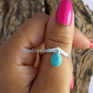 Turquoise Ring, Blue Turquoise Silver Ring, 925 Sterling Silver Ring, V Shaped Ring, Chevron Ring, Turquoise Chevron Ring, Bohemian Ring