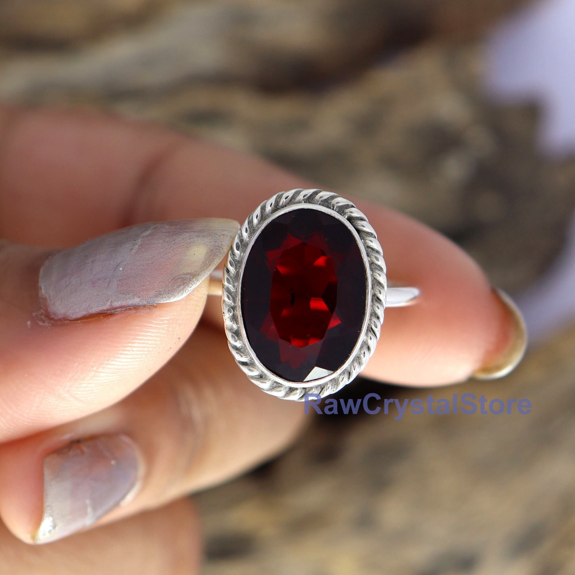 Garnet Ring, Red Garnet Silver Ring, Handmade Designer Garnet Ring, Red Garnet Silver Ring, Handmade Designer
