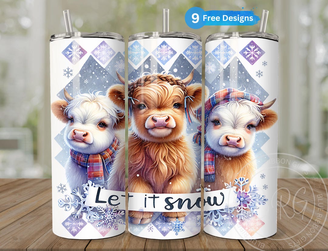 Cute Highland Cow Tumbler Wrap for 20 Oz. Skinny, Baby Highland ...