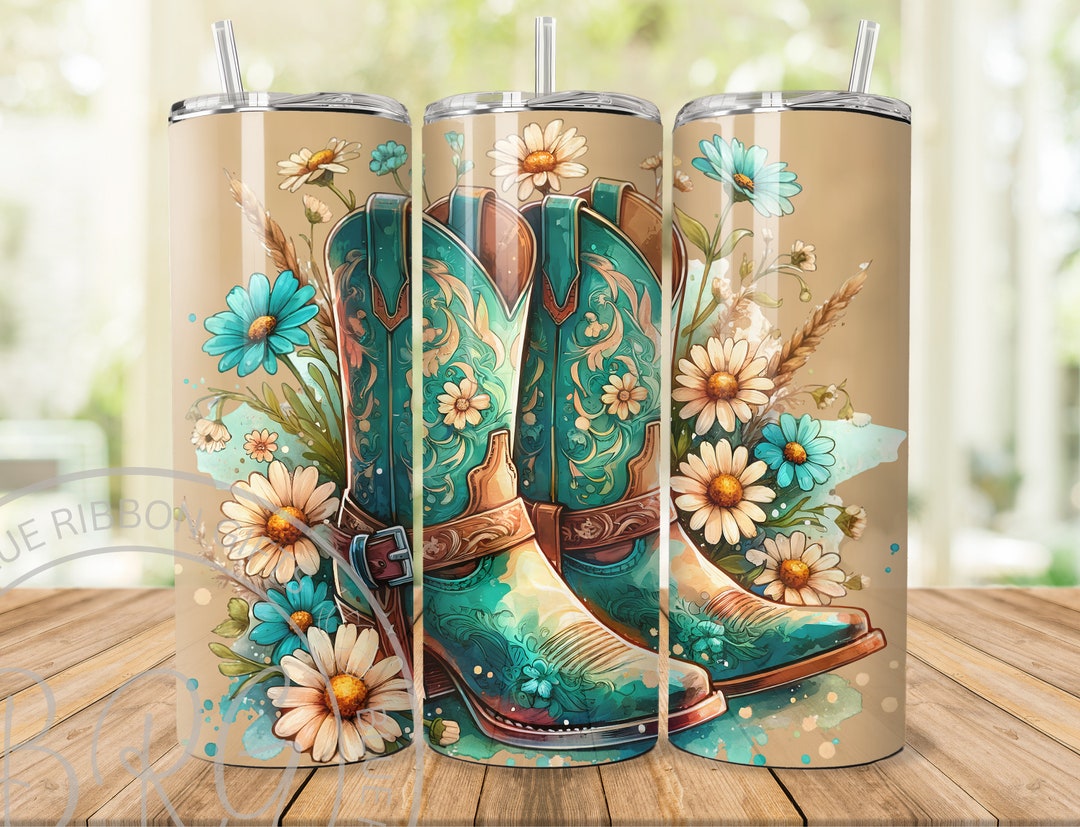 Coastal Cowgirl Boots Tumbler Wrap PNG, Country Western Sublimation ...