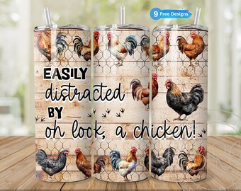 Funny Chicken Tumbler Wrap for 20oz Skinny Tumbler, Sublimation Design for Digital Download, Farm Life, Chicken Lovers PNG, Chicken Coops