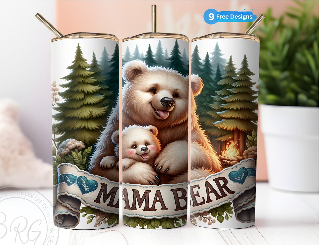 Mama Bear Tumbler Wrap for 20 Oz Skinny Tumbler, Mother's Day ...