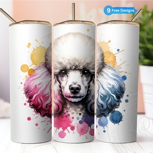 Poodle 20 oz Skinny Tumbler Wrap, Sublimation PNG for Instant Digital Download, Poodle Mom Tumbler