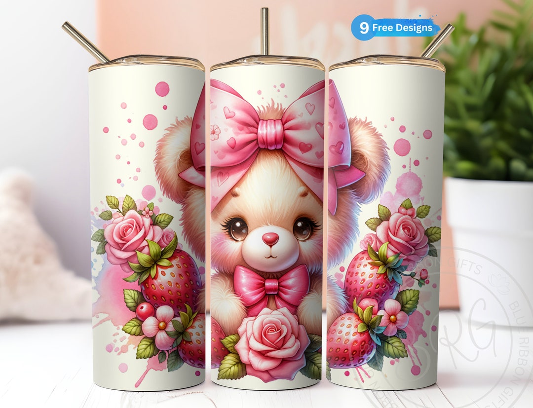 Coquette Teddy Bear, Pink Soft Girl Aesthetic for 20 Oz Skinny Tumbler ...