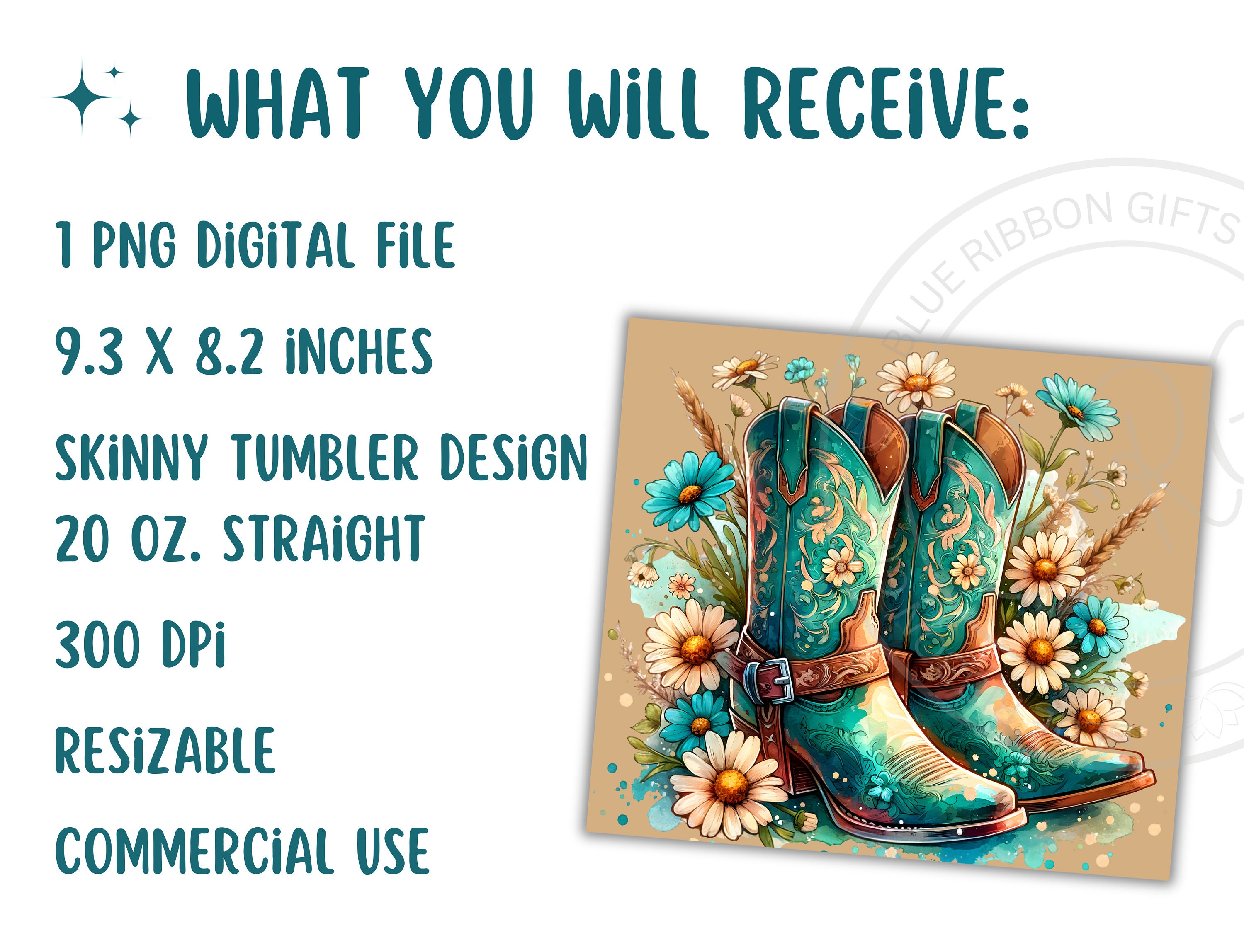 Coastal Cowgirl Boots Tumbler Wrap PNG, Country Western Sublimation ...