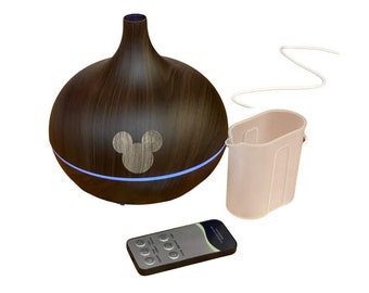 Room Diffuser Dark Wood Engraved with Mickey Mouse Disney Essential Oils Diffuser with Remote Control Disney World & Disneyland Fragrances