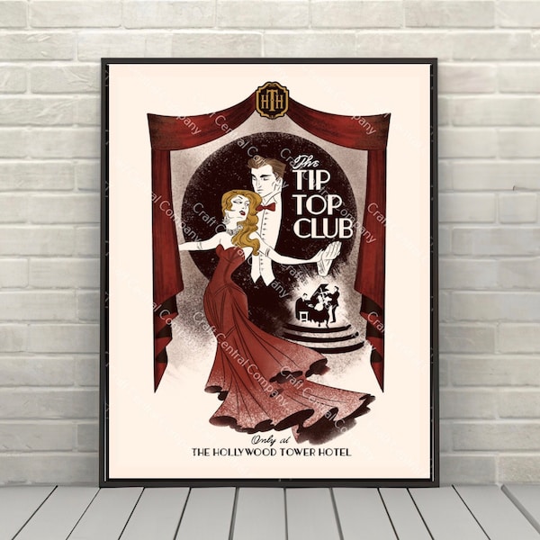 Poster della Torre del Terrore The Hollywood Tower Hotel The Tip Top Club Poster delle attrazioni Disney Hollywood Studios