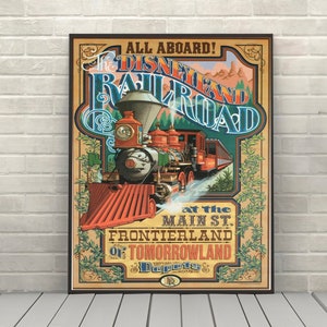 Disneyland Railroad Poster Vintage Disney Poster Disney Attraction poster Disney World Posters Disneyland Magic Kingdom Poster