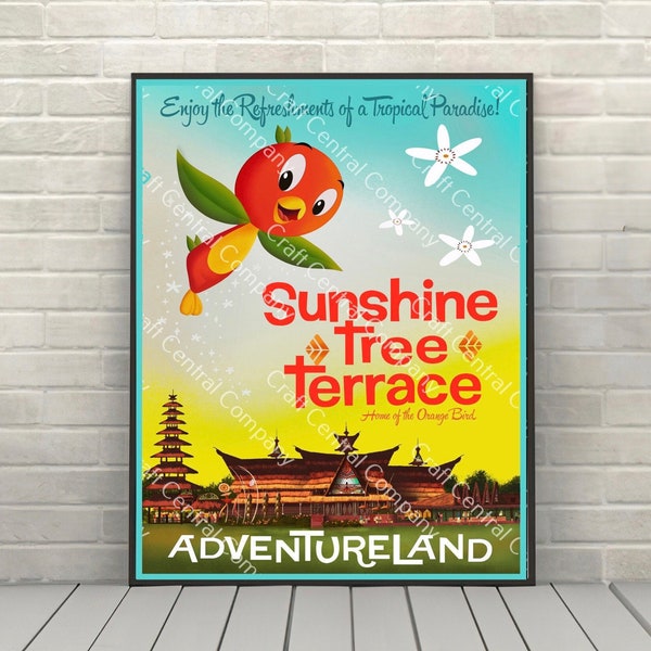 Sunshine Tree Terrace Poster Disney Attraction Poster Adventureland Poster Pineapple Sorbet Orange Bird ( 3 Hidden Mickeys )