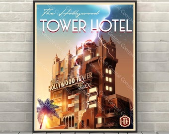 Tower of Terror Poster The Hollywood Tower Hotel The Twilight Zone Disney Attraction poster Disney World Hollywood Studios Posters Wall Art