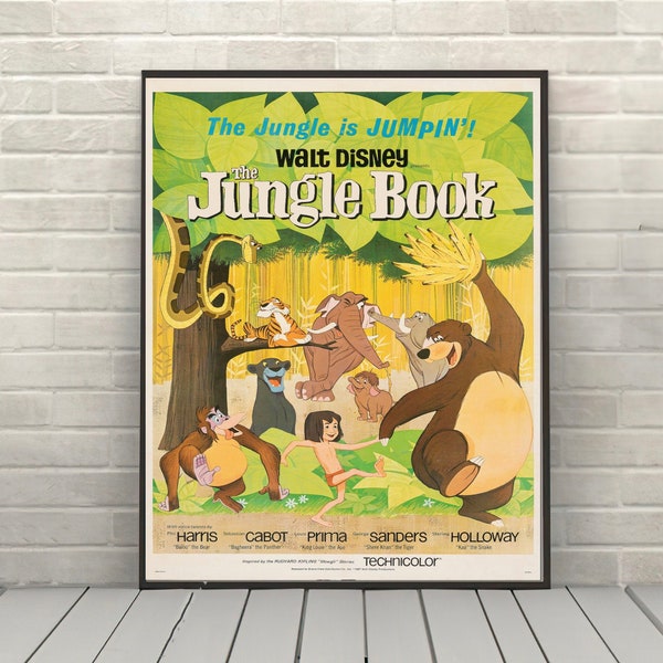 The Jungle Book Poster Vintage Disney Movie Poster Classic Disney World Posters Disneyland Poster Classic Disney Poster Wall Art