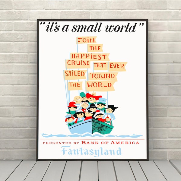 Its A Small World Poster Fantasyland Poster Disney Poster Disney Attraction poster Magic Kingdom Disney World Posters Disneyland Wall Art