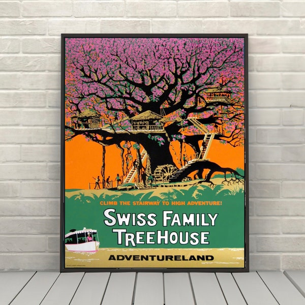 Swiss Family Tree House Poster Adventureland Poster Vintage Disney Attraction poster Disney World Posters Disneyland Ride Poster