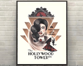 Tower of Terror Poster The Hollywood Tower Hotel Drop in and Stay Awhile Disney Attraction posters Hollywood Studios