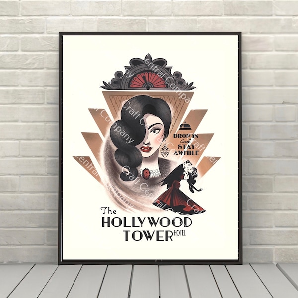 Poster della Torre del Terrore The Hollywood Tower Hotel Entra e resta un po 'Poster delle attrazioni Disney Hollywood Studios