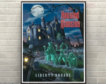 Haunted Mansion Poster Liberty Square Poster Disney Attraction poster Disney World Disneyland