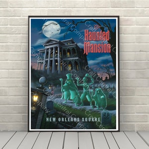 Haunted Mansion Poster New Orleans Square Poster Disney Attraction poster Disney World Disneyland