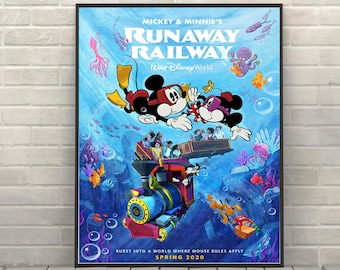Mickey y Minnie's Runaway Railway Poster Disney Poster Disney Attraction carteles Disney World Hollywood Studios Posters Wall Art