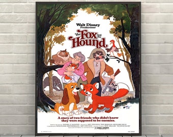 The Fox and the Hound Poster Vintage Disney Movie Poster Classic Disney World Posters Disneyland Poster