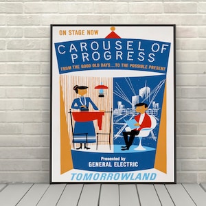 Carrousel de Progrès Affiche Magic Kingdom Tomorrowland Affiche vintage Disney Attraction Affiche Disney World Affiches Disneyland Poster