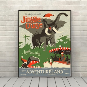 Jungle Cruise Poster Adventureland Poster Jingle Cruise Poster Vintage Disney Attraction poster Disney World Posters Disneyland Poster