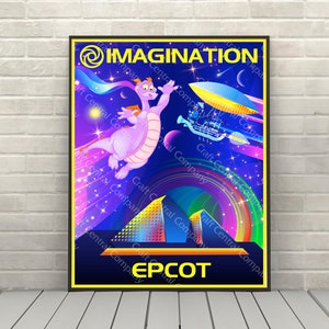 Imagination avec figment poster Epcot Poster Disney Attraction affiche Disney World Posters Disneyland Poster