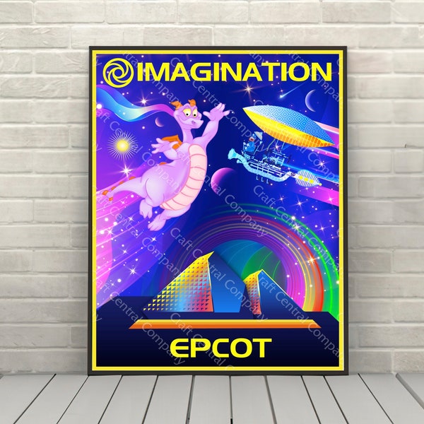 Imaginación con cartel de Figment Cartel Epcot Cartel disney attraction cartel Disney World Posters Disneyland Poster