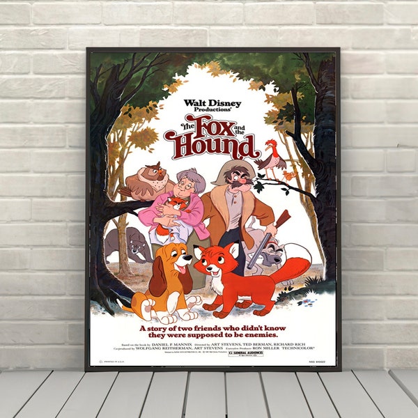 The Fox and the Hound Poster Vintage Disney Movie Poster Classic Disney World Posters Disneyland Poster