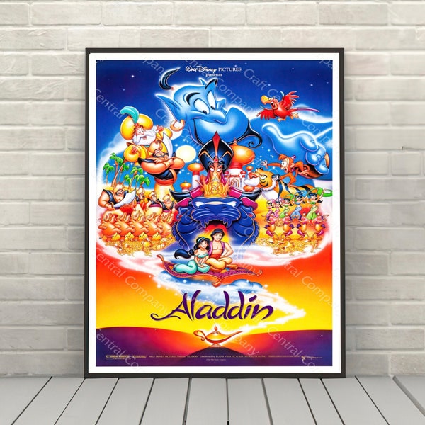 Aladdin Poster Vintage Disney Movie Poster Classic Disney World Posters Disneyland Poster