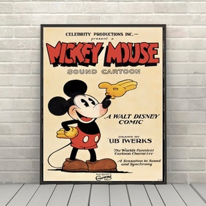 1930 Mickey Mouse Poster Vintage Disney Movie Poster Disney Character Poster Classic Disney World Posters Disneyland Poster