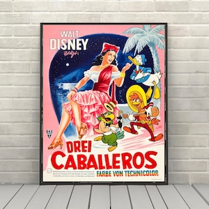 I tre caballeros Poster Gran Fiesta Tour Poster Drei Caballeros Disney Movie Poster Disney Attraction poster Vintage Disney World