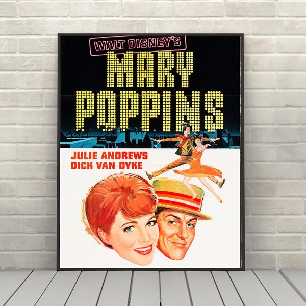 Mary Poppins Movie Poster Vintage Disney Movie Poster Classic Walt Disney Poster Disney World Posters Disneyland Poster