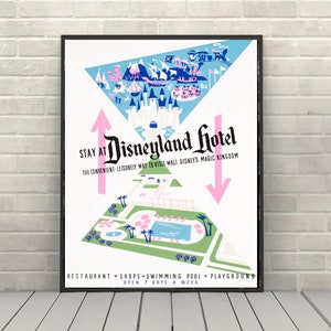 Stay at Disneyland Hotel Poster Disney Attraction poster Disney World Posters Disney Hotel Poster Magic Kingdom Poster