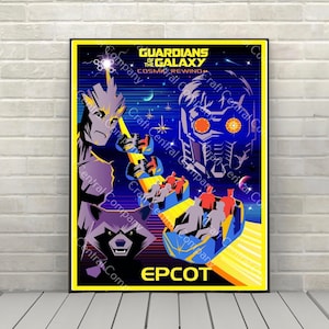 Guardians of the Galaxy Cosmic Rewind Poster Epcot Poster Disney Attraction poster Disney World Posters (2 Hidden Mickeys)